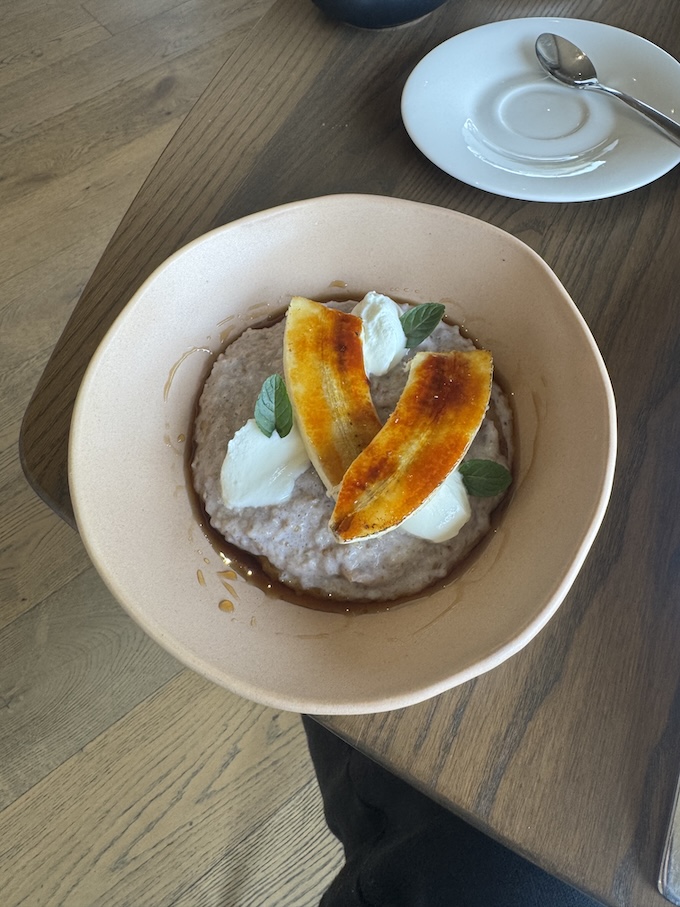 New Zealand has great breakfast. This was one tops. Porridge with caramelized banana and some mint. Espresso on the side. I found a copy of “Love in the Time of Cholera” and read the first bit of that while I ate this guy.