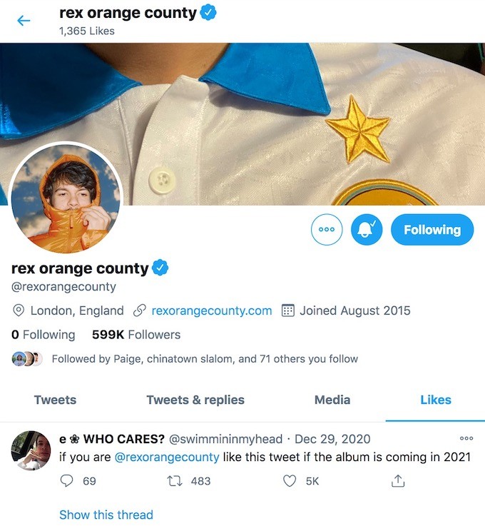 Rex Orange County Invokes the Message of his New Album “WHO CARES